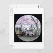 ヴィンテージ日本の芸者がさくらんぼの下に座る ポストカード (正面/裏面)