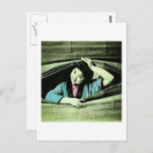 ヴィンテージ日本の芸者がブラインドを覗き込む ポストカード (正面/裏面)