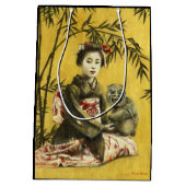 ヴィンテージ日本の芸者と鬼抱き枕 ミディアムペーパーバッグ (裏面)