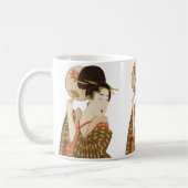 ヴィンテージ日本の芸者の着物扇子 コーヒーマグカップ (左)