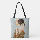 ヴィンテージ日本の芸者の着物扇子 トートバッグ (裏面)