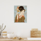 ヴィンテージ日本の芸者の着物扇子 ポスター (キッチン)