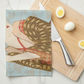 ヴィンテージ日本の芸者の着物 キッチンタオル (四つ折り)