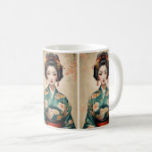 ヴィンテージ日本の芸者ポートレート コーヒーマグカップ (正面右)