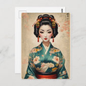 ヴィンテージ日本の芸者ポートレート ポストカード (正面/裏面)