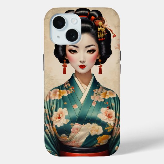 ヴィンテージ日本の芸者ポートレート Case-Mate iPhoneケース (裏面)