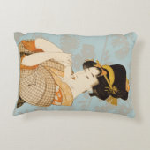 ヴィンテージ日本の芸者女子の着物芸人 アクセントクッション (裏面)