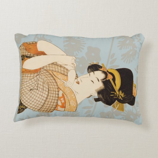 ヴィンテージ日本の芸者女子の着物芸人 アクセントクッション (裏面)