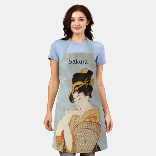ヴィンテージ日本の芸者女子の着物芸人 エプロン (着用した状態)
