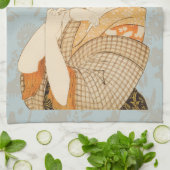 ヴィンテージ日本の芸者女子の着物芸人 キッチンタオル (折り畳み)