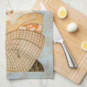 ヴィンテージ日本の芸者女子の着物芸人 キッチンタオル (四つ折り)