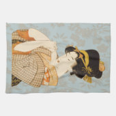 ヴィンテージ日本の芸者女子の着物芸人 キッチンタオル (横)