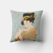 ヴィンテージ日本の芸者女子の着物芸人 クッション (裏面)