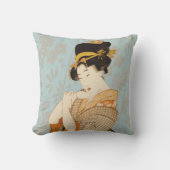 ヴィンテージ日本の芸者女子の着物芸人 クッション (正面)
