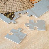 ヴィンテージ日本の芸者女子の着物芸人 ジグソーパズル (側面)