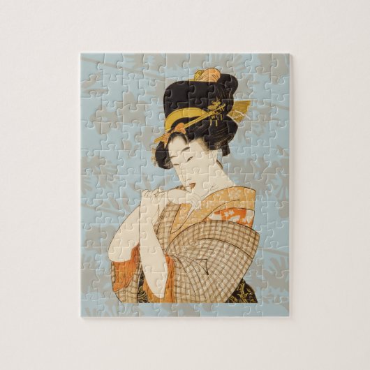 ヴィンテージ日本の芸者女子の着物芸人 ジグソーパズル (縦)