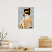 ヴィンテージ日本の芸者女子の着物芸人 ポスター (キッチン)