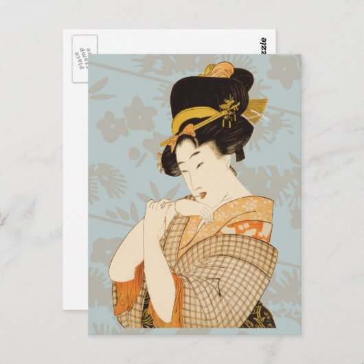 ヴィンテージ日本の芸者女子の着物芸人 ポストカード (正面/裏面)