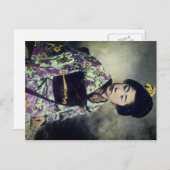 ヴィンテージ日本の芸者美しい魔法ランタンスライド ポストカード (正面/裏面)