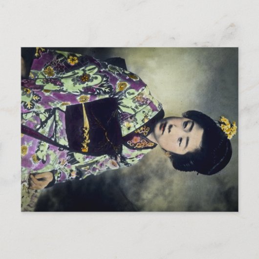 ヴィンテージ日本の芸者美しい魔法ランタンスライド ポストカード (正面)