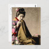 ヴィンテージ日本の芸者裁縫日本の着物|過去記事 ポストカード (正面/裏面)
