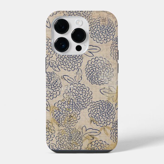 ヴィンテージ日本の菊の花 iPhoneケース (裏面)