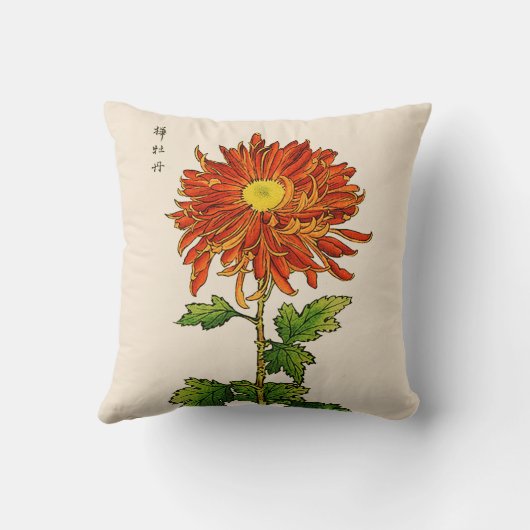 ヴィンテージ日本の菊オレンジと金ゴールド クッション (裏面)