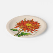 ヴィンテージ日本の菊オレンジと金ゴールド ペーパープレート (アングル)