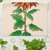 ヴィンテージ日本の菊マスタード金ゴールド キッチンタオル (折り畳み)