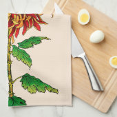 ヴィンテージ日本の菊マスタード金ゴールド キッチンタオル (四つ折り)