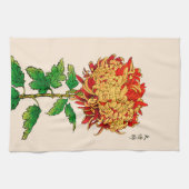 ヴィンテージ日本の菊マスタード金ゴールド キッチンタオル (横)