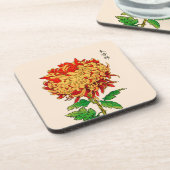 ヴィンテージ日本の菊マスタード金ゴールド コースター (左側)