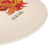 ヴィンテージ日本の菊錆とオレンジ カッティングボード (角)