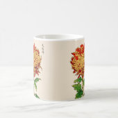 ヴィンテージ日本の菊。金ゴールドとオレンジ コーヒーマグカップ (中央)