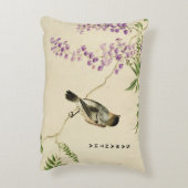 ヴィンテージ日本の薄紫スパローアクセント枕 アクセントクッション (裏面(縦))