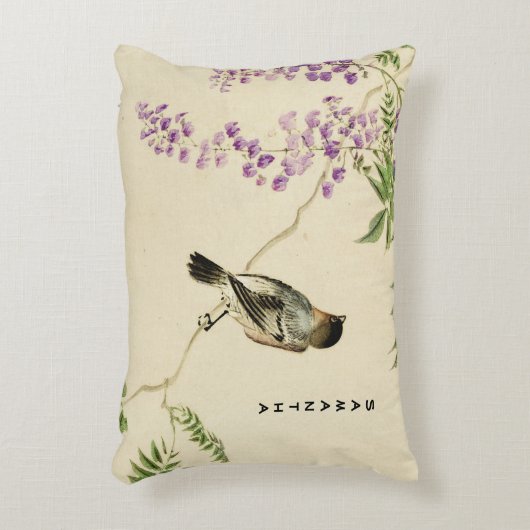 ヴィンテージ日本の薄紫スパローアクセント枕 アクセントクッション (正面(垂直))