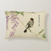 ヴィンテージ日本の薄紫スパローアクセント枕 アクセントクッション (裏面)