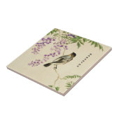 ヴィンテージ日本の薄紫スパローセラミックタイル タイル (側面)