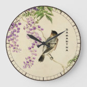 ヴィンテージ日本の薄紫矢印ウォールクロック ラージ壁時計 (正面)