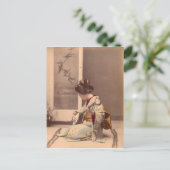 ヴィンテージ日本の遊芸者の三味線 ポストカード (スタンド正面)