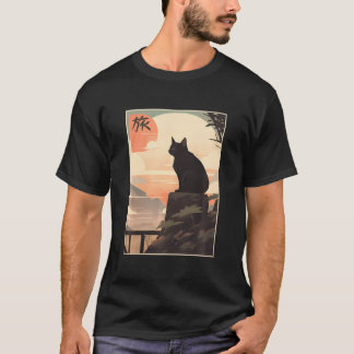 ヴィンテージ日本の風景漢字書の旅Bla Tシャツ