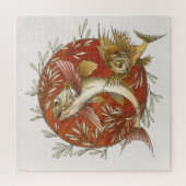 ヴィンテージ日本の飛んでいる入り竹葉魚 ジグソーパズル (縦)