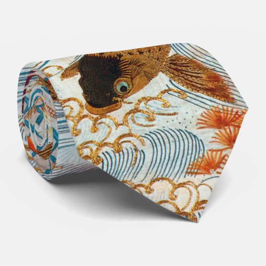 ヴィンテージ日本の鯉とランニングの水 ネクタイ (ロール)