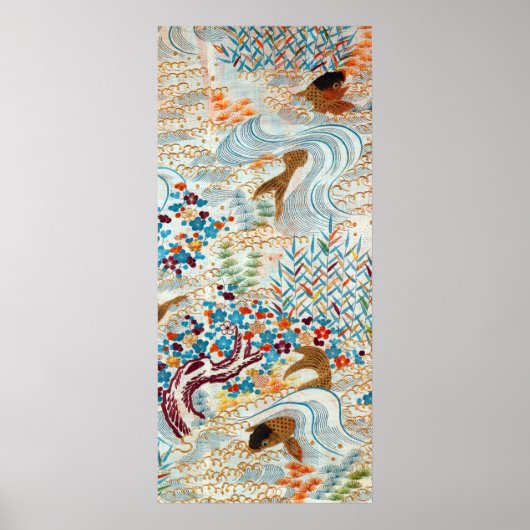 ヴィンテージ日本の鯉とランニングの水 ポスター (正面)
