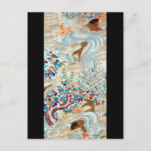 ヴィンテージ日本の鯉とランニングの水 ポストカード