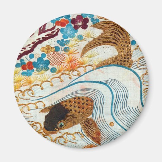 ヴィンテージ日本の鯉とランニングの水 マグネット (正面)