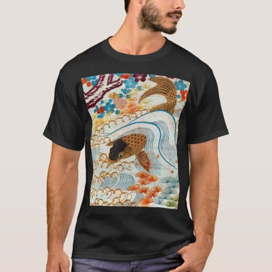 ヴィンテージ日本の鯉とランニングの水 Tシャツ (正面)
