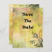 ヴィンテージ日本の鳥が日付を保存 案内ポストカード (正面/裏面)