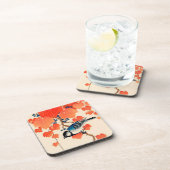 ヴィンテージ日本の鳥と秋のブドウ   コースター (右側)