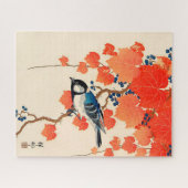 ヴィンテージ日本の鳥と秋のブドウ ジグソーパズル (横)